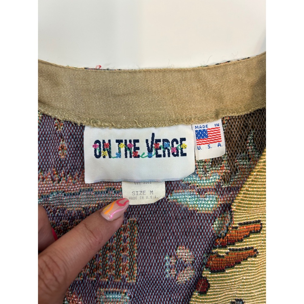 Vintage 90s Garden Tapestry Vest Made in USA - Picture 4 of 7
